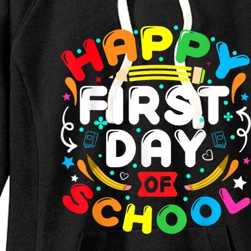 Back To School Happy First Day Of School Teacher Student Kids Women's Fleece Hoodie