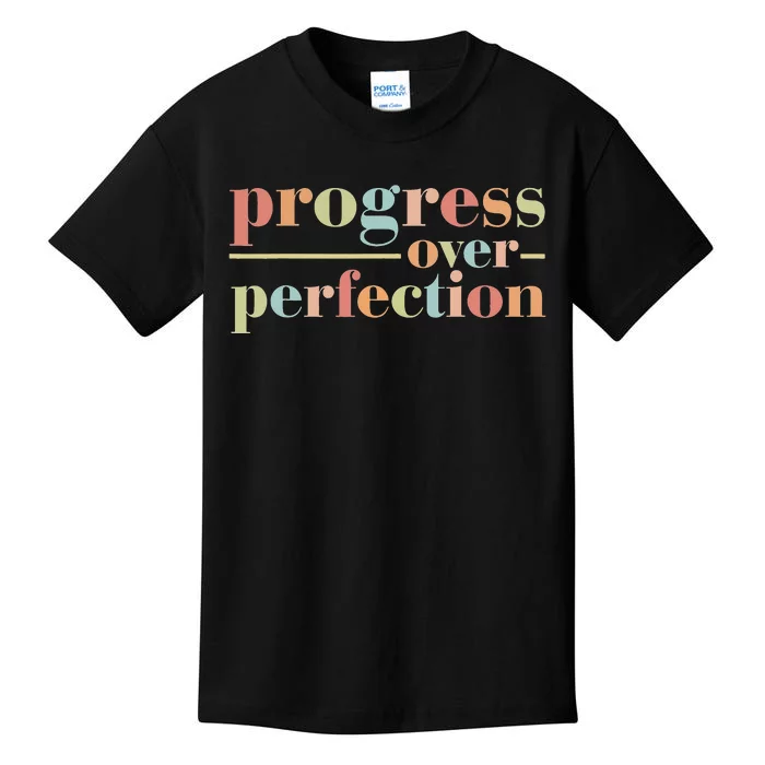 Back To School Progress Over Perfection Vintage Teachers Kids T-Shirt