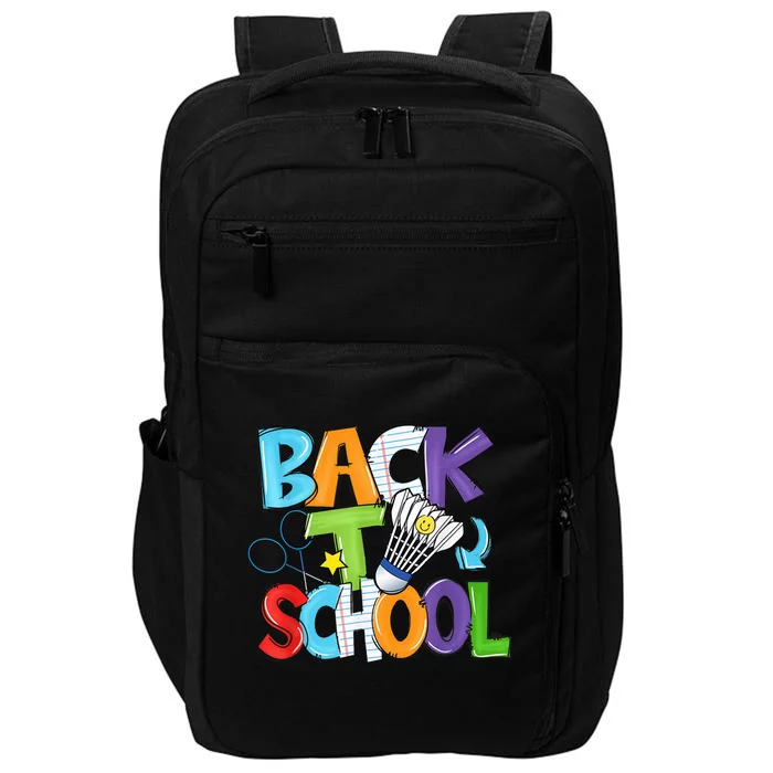 Back To School Badminton Players Funny First Day Of School Impact Tech Backpack