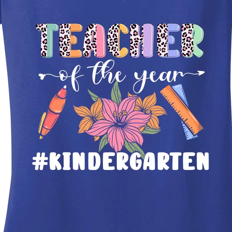 Back To School Teacher Of The Year Kindergarten Cool Gift Women's V-Neck T-Shirt