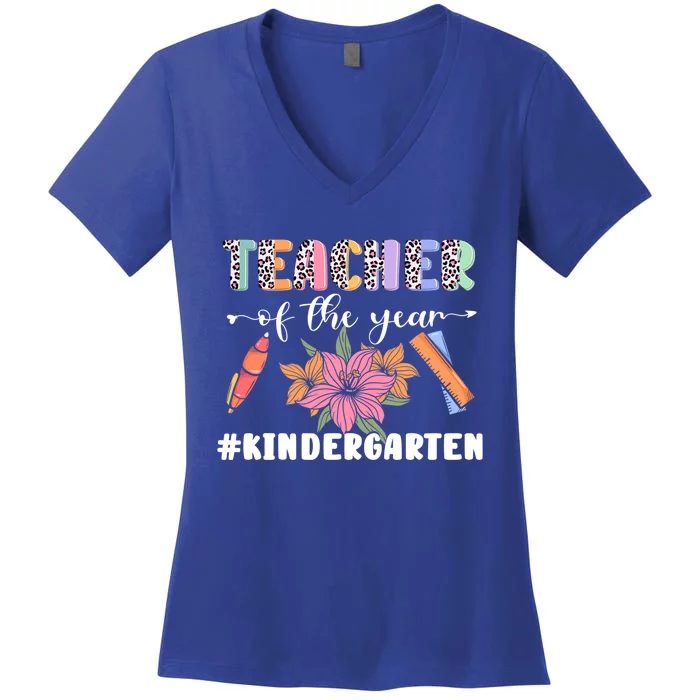 Back To School Teacher Of The Year Kindergarten Cool Gift Women's V-Neck T-Shirt