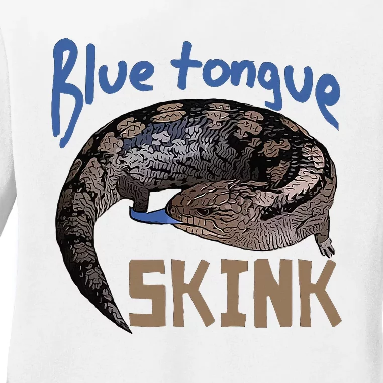 Blue Tongue Skink Pet Lizard Design Ladies Long Sleeve Shirt