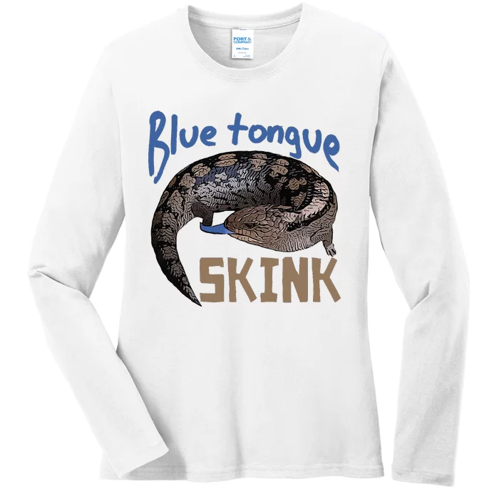 Blue Tongue Skink Pet Lizard Design Ladies Long Sleeve Shirt