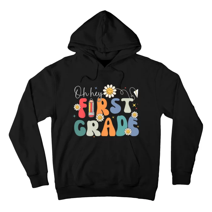 Back To School Oh Hey First Grade Retro Teacher Student Kids Hoodie