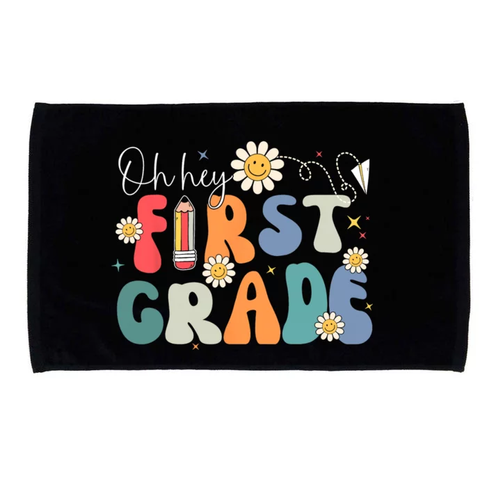 Back To School Oh Hey First Grade Retro Teacher Student Kids Microfiber Hand Towel