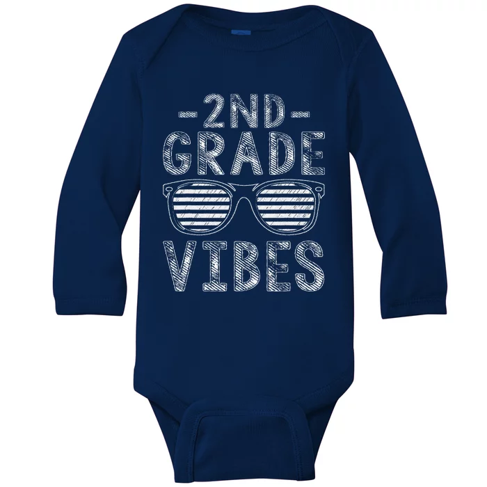 Back To School 2nd Grade Vibes Second Grade Teacher Student Baby Long Sleeve Bodysuit