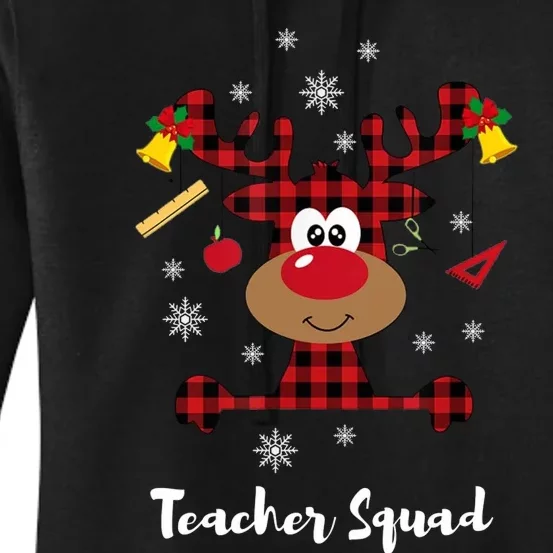 Bleached Teacher Squad Reindeer Funny Teacher Christmas Xmas Women's Pullover Hoodie