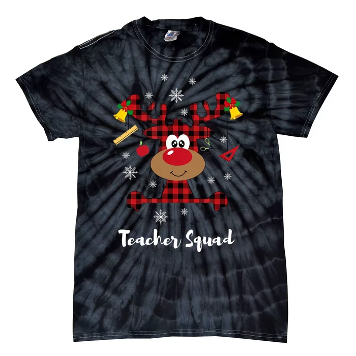 Bleached Teacher Squad Reindeer Funny Teacher Christmas Xmas Tie-Dye T-Shirt