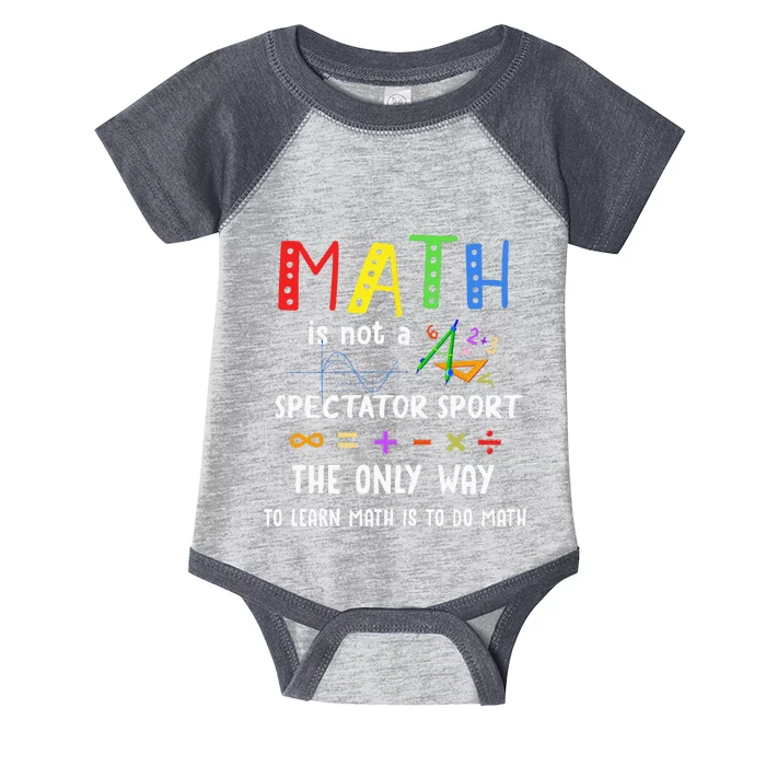 Back To School Math Is Not A Spectator Sport Math Teacher Infant Baby Jersey Bodysuit