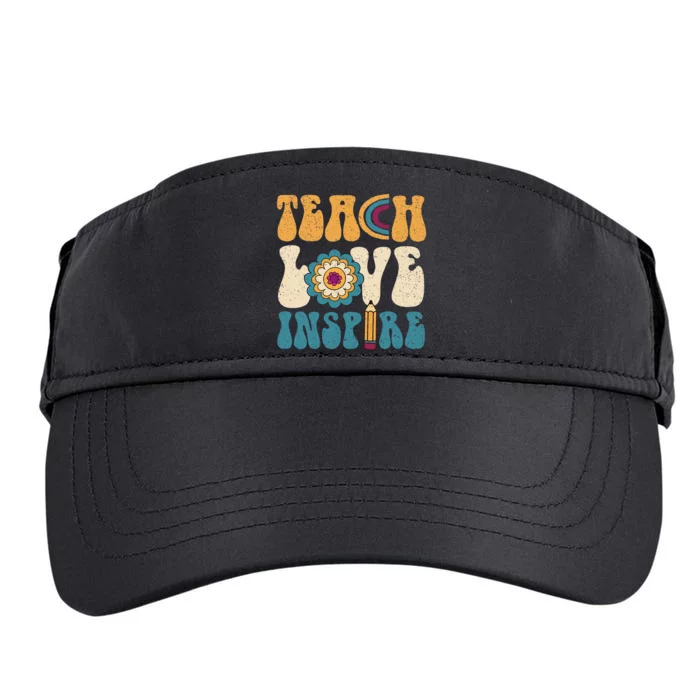 Back To School Teach Love Inspire Retro Teachers Adult Drive Performance Visor