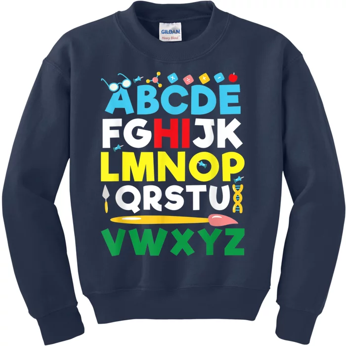 Back To School Alphabet Kindergarten Teacher Kids Sweatshirt