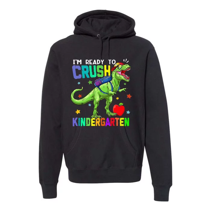 back to school dinosaur im ready to crush kindergarten Premium Hoodie