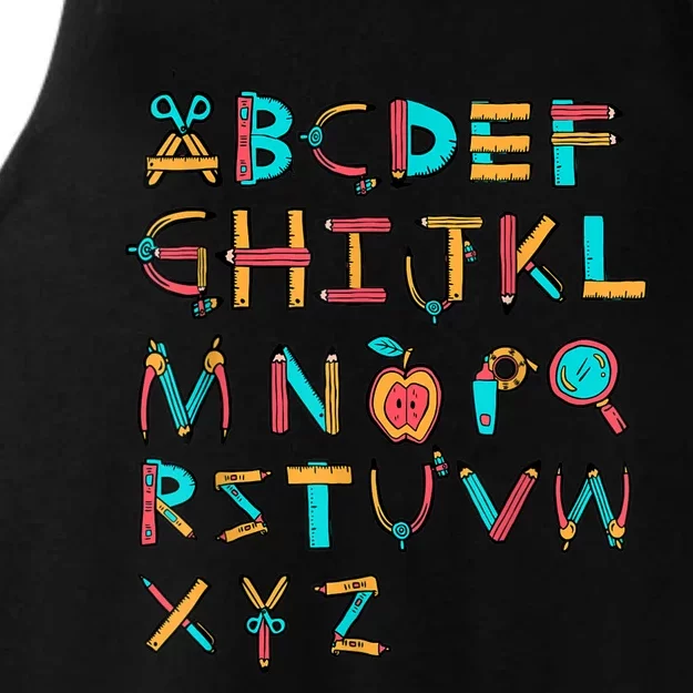 Back To School Alphabet Kindergarten Teacher Ladies Tri-Blend Wicking Tank