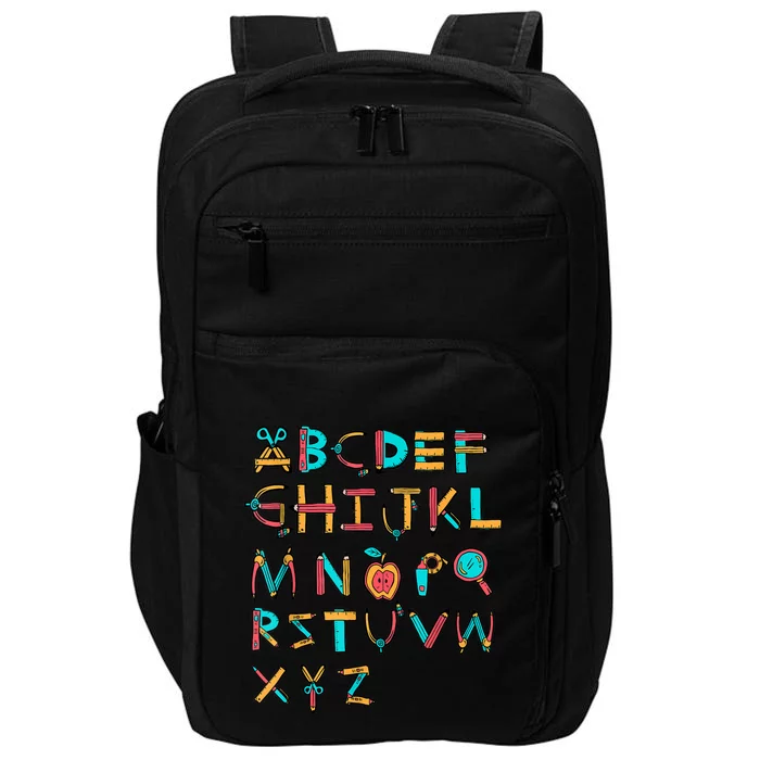 Back To School Alphabet Kindergarten Teacher Impact Tech Backpack