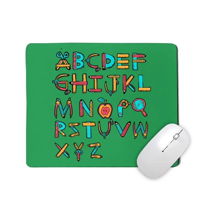 Back To School Alphabet Kindergarten Teacher Mousepad