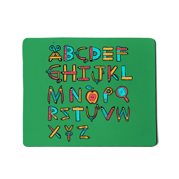 Back To School Alphabet Kindergarten Teacher Mousepad