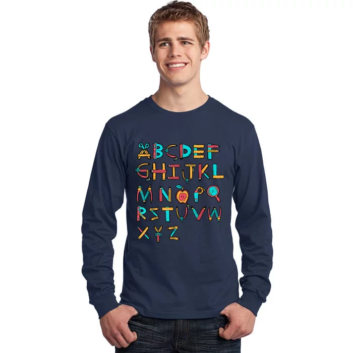 Back To School Alphabet Kindergarten Teacher Tall Long Sleeve T-Shirt