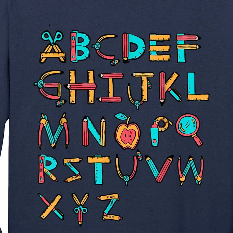 Back To School Alphabet Kindergarten Teacher Tall Long Sleeve T-Shirt