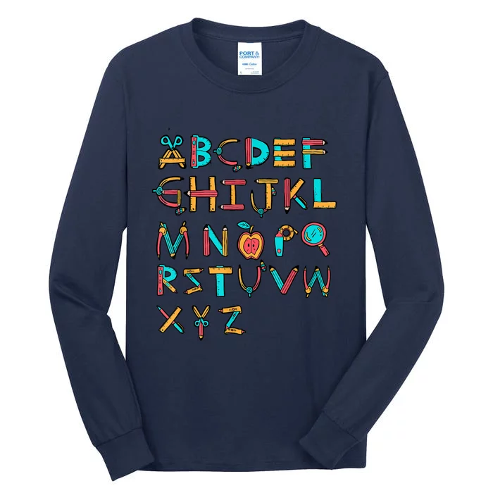 Back To School Alphabet Kindergarten Teacher Tall Long Sleeve T-Shirt