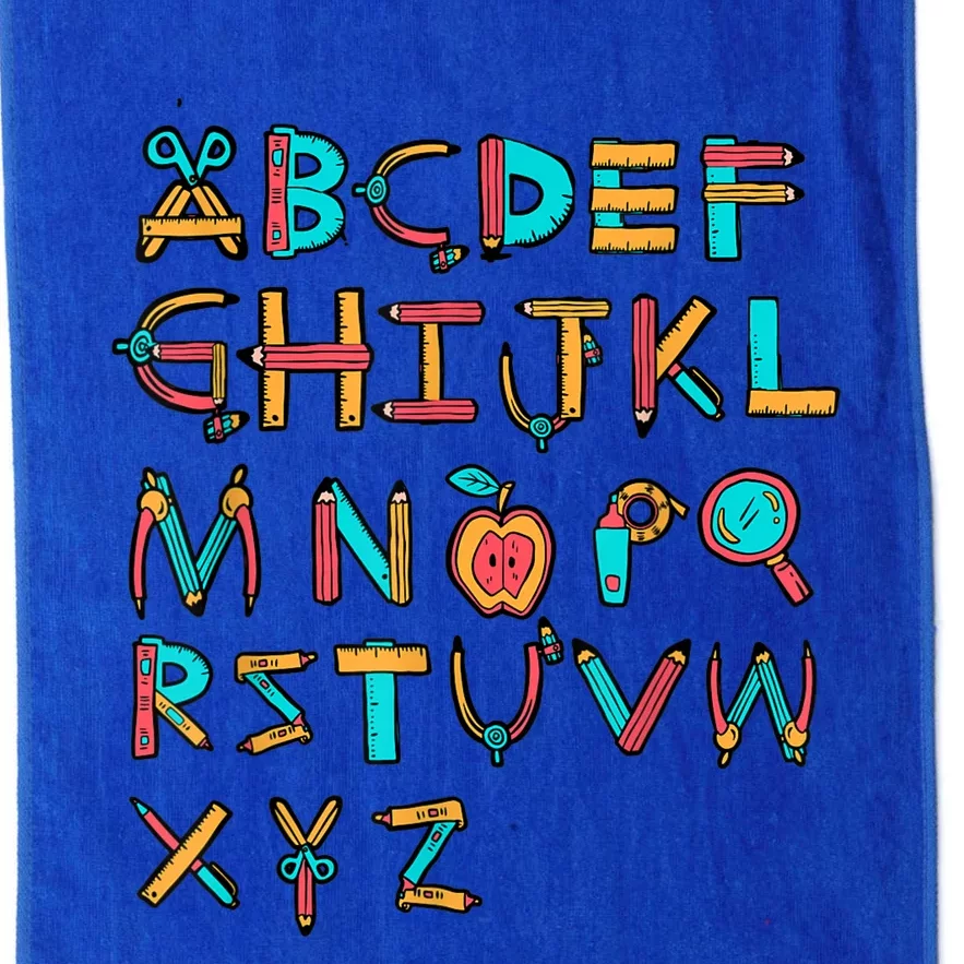 Back To School Alphabet Kindergarten Teacher Platinum Collection Golf Towel