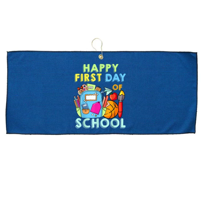 Back To School Happy First Day Of School Teacher Student Large Microfiber Waffle Golf Towel