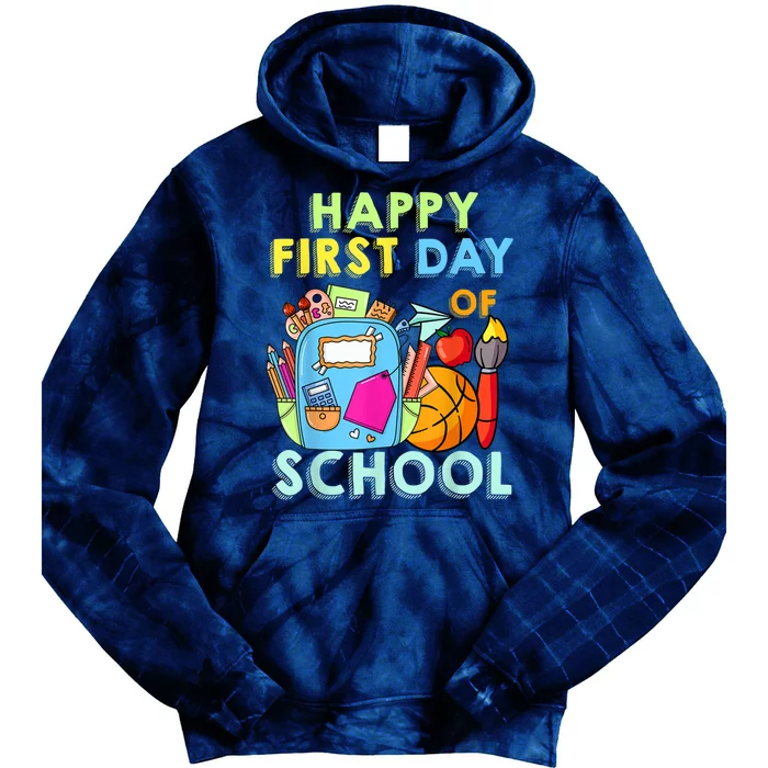 Back To School Happy First Day Of School Teacher Student Tie Dye Hoodie