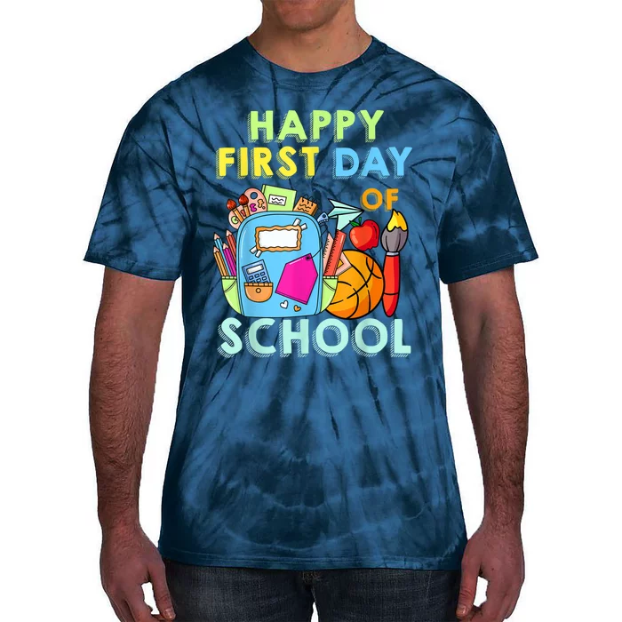 Back To School Happy First Day Of School Teacher Student Tie-Dye T-Shirt