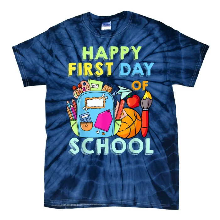 Back To School Happy First Day Of School Teacher Student Tie-Dye T-Shirt