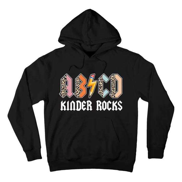 Back To School Abcd Kinder Rocks Teacher Kindergarten Rock Hoodie