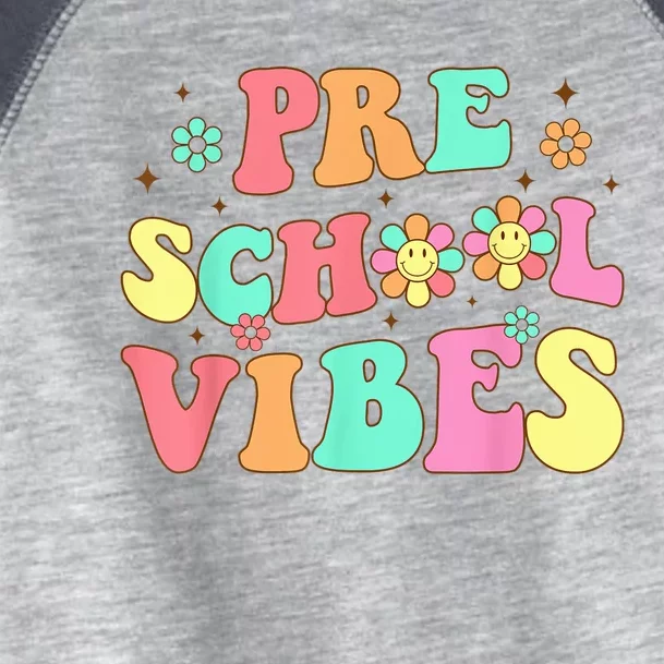 Back To School Preschool Vibes Groovy Teacher Wo Kid Toddler Fine Jersey T-Shirt