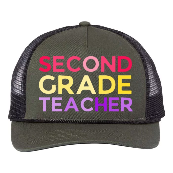 Back To School 2Nd Second Grade Teacher Gift Retro Rope Trucker Hat Cap