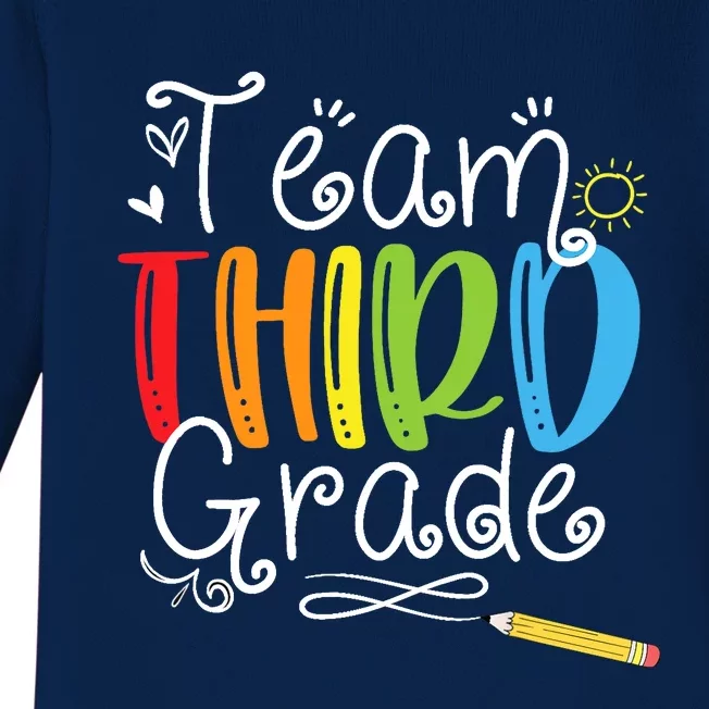 Back To School Team Third Grade 3rd Teacher Student Baby Long Sleeve Bodysuit