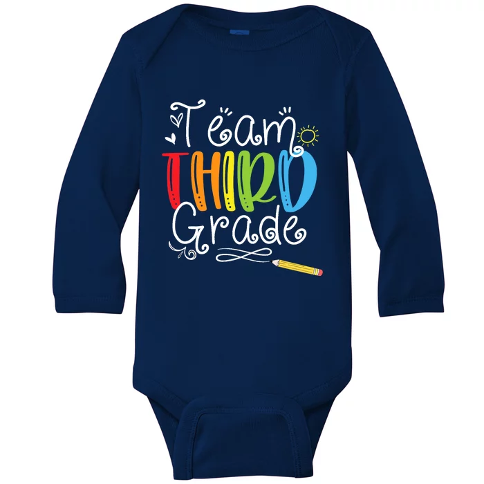 Back To School Team Third Grade 3rd Teacher Student Baby Long Sleeve Bodysuit