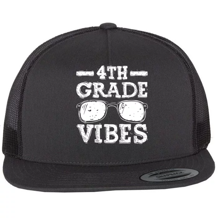 Back To School 4th Grade Vibes First Day Teacher Gift Flat Bill Trucker Hat