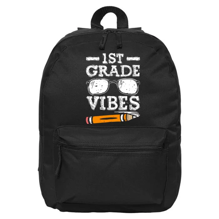 Back To School 1st Grade Vibes Glasses Pencil First Day Teacher 16 in Basic Backpack