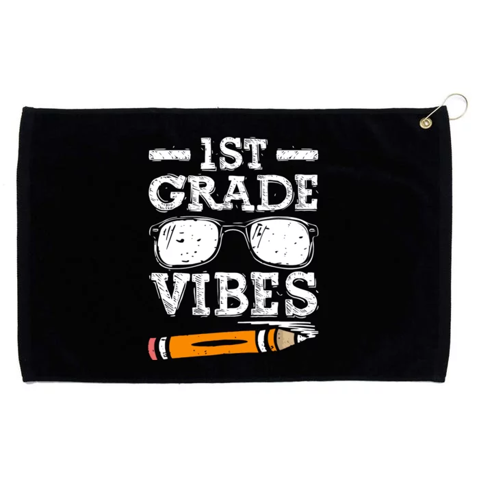 Back To School 1st Grade Vibes Glasses Pencil First Day Teacher Grommeted Golf Towel