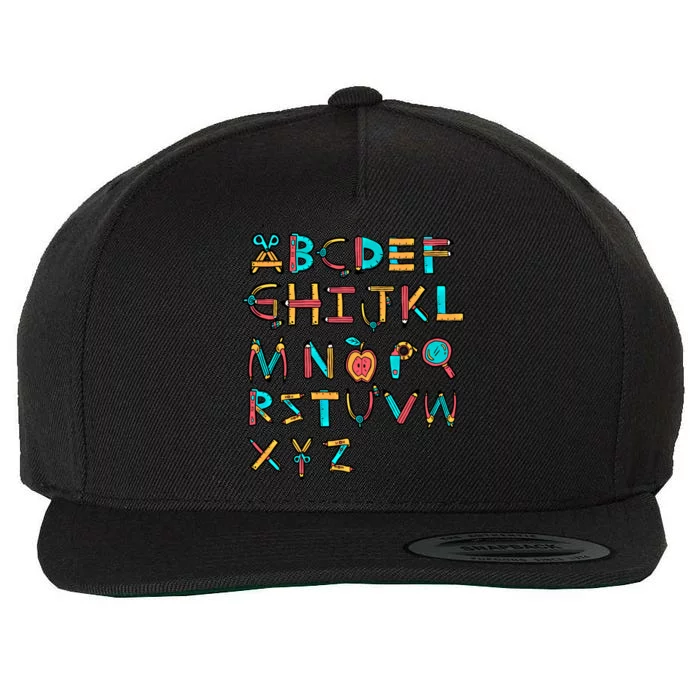 Back To School Alphabet Kindergarten Teacher Cool Gift Wool Snapback Cap