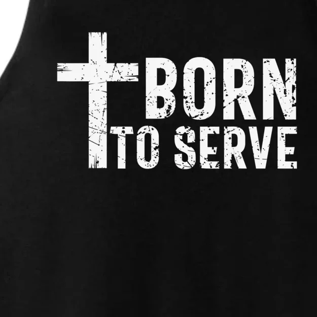 Born To Serve Cross God Jesus Faith Christian Women Ladies Tri-Blend Wicking Tank