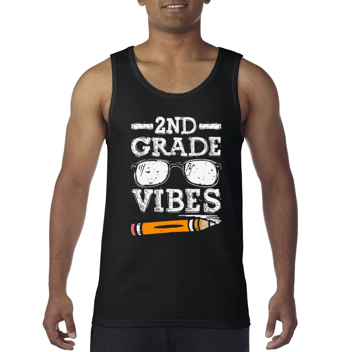 Back To School 2nd Grade Vibes Glasses Pencil First Day Teacher Tank Top