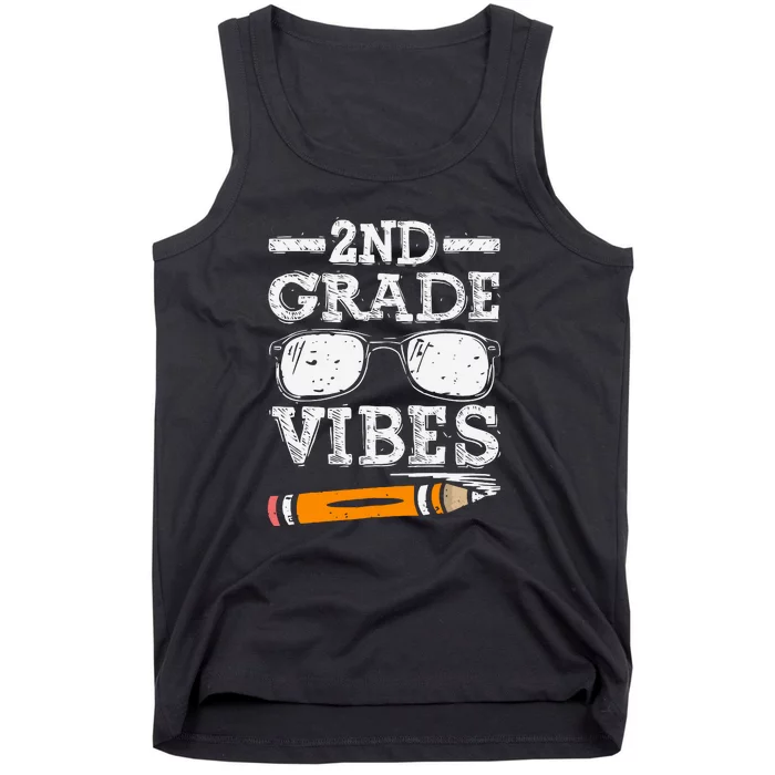 Back To School 2nd Grade Vibes Glasses Pencil First Day Teacher Tank Top