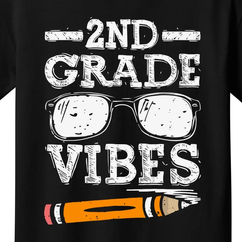 Back To School 2nd Grade Vibes Glasses Pencil First Day Teacher Kids T-Shirt