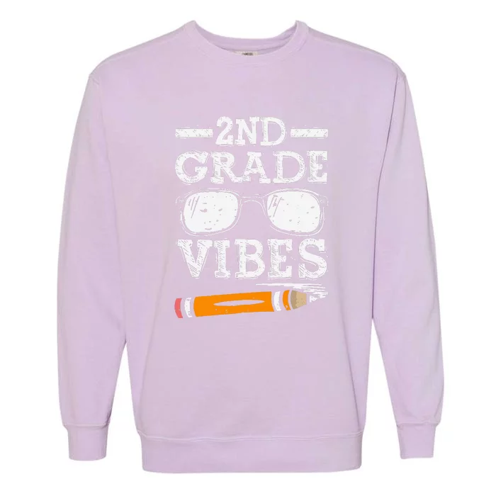 Back To School 2nd Grade Vibes Glasses Pencil First Day Teacher Garment-Dyed Sweatshirt