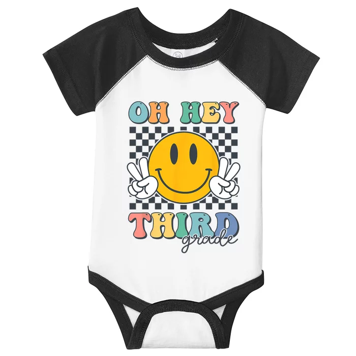 Back To School Oh Hey Third Grade Retro Teacher Student Infant Baby Jersey Bodysuit