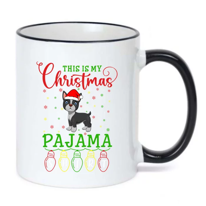 Boston Terrier Santa Hat Light This Is My Christmas Pajama Meaningful Gift Black Color Changing Mug