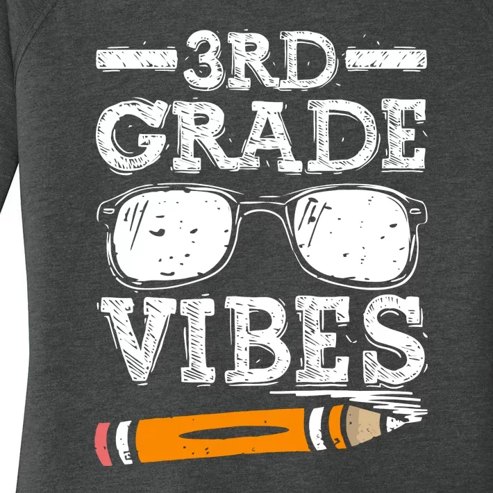 Back To School 3rd Grade Vibes Glasses Pencil First Day Teacher Women's Perfect Tri Tunic Long Sleeve Shirt