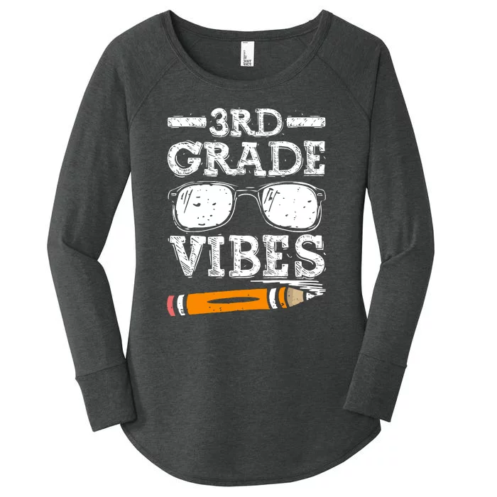 Back To School 3rd Grade Vibes Glasses Pencil First Day Teacher Women's Perfect Tri Tunic Long Sleeve Shirt