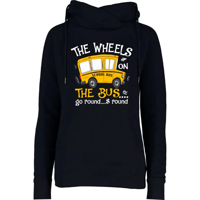 Back To School The Wheels On The Bus Womens Funnel Neck Pullover Hood