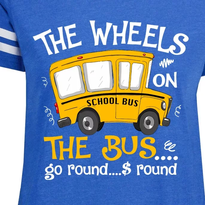 Back To School The Wheels On The Bus Enza Ladies Jersey Football T-Shirt