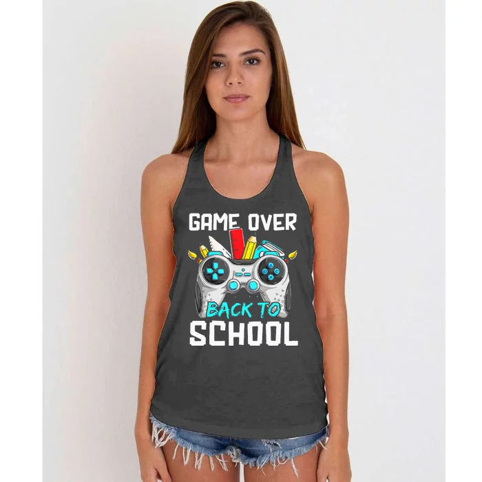 Back To School Funny Game Over Teacher Student Controller Women's Knotted Racerback Tank