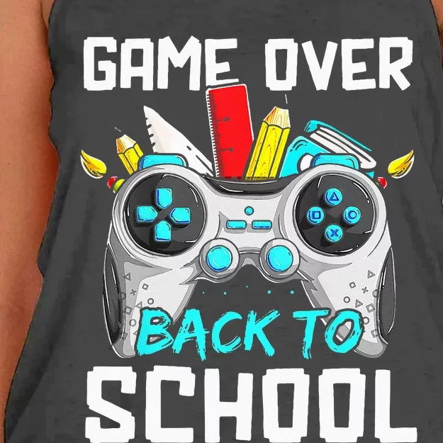 Back To School Funny Game Over Teacher Student Controller Women's Knotted Racerback Tank